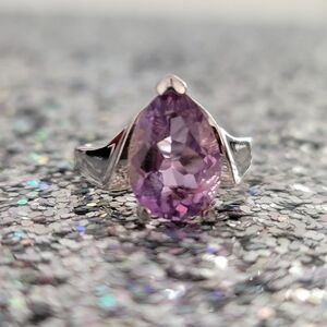 HAN | Thailand Vintage Silver 925 Ring Amethyst Teardrop